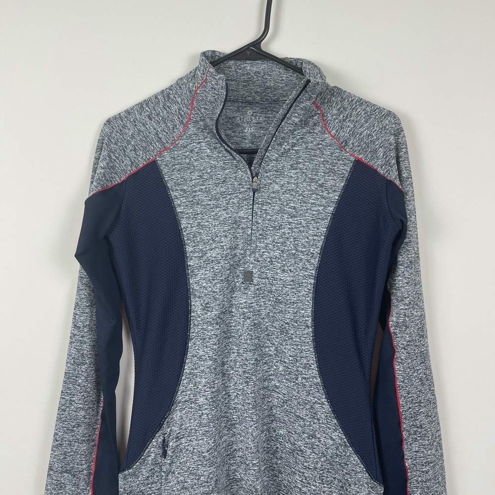 Athleta Grey and nNavy Fitted Quarter Zip Size XXS - Picture 5 of 9